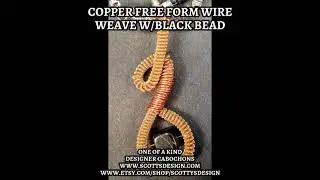 Copper free form wire weave w/black bead