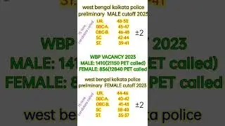 WEST BENGAL KOLKATA POLICE CONSTABLE MALE & FEMALE CUTOFF 2023 #wbpconstable #kp