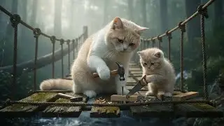 Cat Life: Mom Cat Fixes a Bridge 🛠️🐾 | Cute Cat & White Cat Adventure