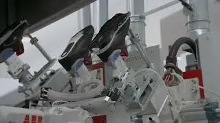MECANO SRL = LINEA AUTOMATICA ABB REALIZZAZIONE SCARPE/ABB AUTOMATIC LINE FOR SHOES MANUFACTURING