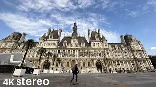Walking in Paris  From Saint Paul to Hotel de Ville (Stereo Sounds)