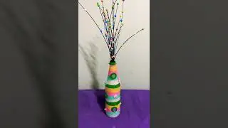 Decor with broom sticks | DIY glass bottle decoration with wool🧶