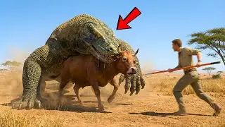 Fearless Rescue Team Saves Helpless Ox from GIANT Komodo Dragon