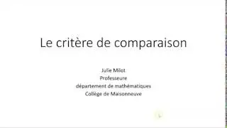 Le critère de comparaison