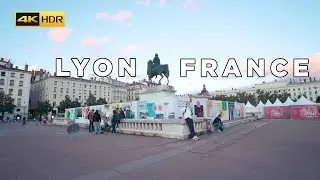 4K HDR | French atmosphere walking in Lyon at a beautiful Sunset | ASMR