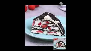 Oreo biscuit and strawberry cake which layer