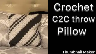 crochet c2c throw pillow with a satin back
