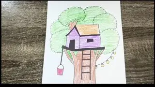 Easy way to draw a beautiful Tree House 🏡 | MANN EASY DRAWING 