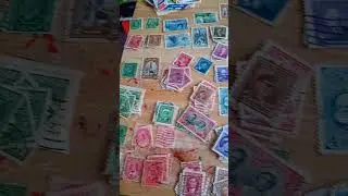 Sorting Canadian Stamps.