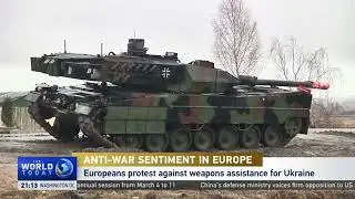 ANTI-WAR SENTIMENT IN EUROPE: Europeans protest against weapons assistance for Ukraine