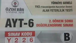 ÖZDEBİR YAYINLARI AYT-6 TÜRKİYE GENELİ BİYOLOJİ SORU ÇÖZÜMLERİ (Y226)
