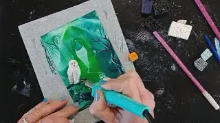 White owl wax painting