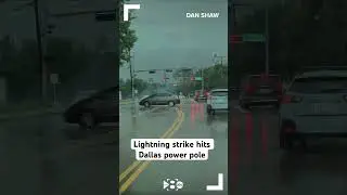 Video shows a lightning strike hit a power pole in Dallas Thursday afternoon.