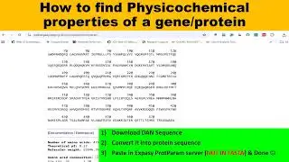 How to find physicochemical properties of protein | gene | protein analysis | protein analysis tools