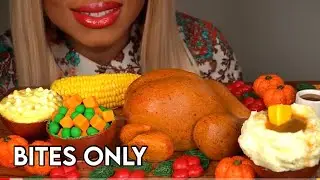 BITES ONLY: ASMR Eating Thanksgiving Cake Dinner, Turkey Cake, Edible Spoon Mukbang *ASMR MAG UK
