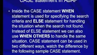 CASE statement in ABAP