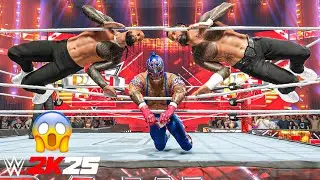 WWE 2K25 - Jey Uso and Jimmy Uso destroys Rey Mysterio and Dominik Mysterio at Raw | Gameplay