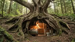 Building a House in the Forest ASMR - A Woman Creates a Dry Drain System Dugout Beneath a Huge