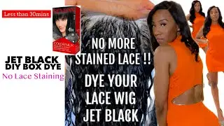 HOW TO DYE WIG JET BLACK USING BOX HAIR DYE IN 30 MINUTES | No Lace Stains...