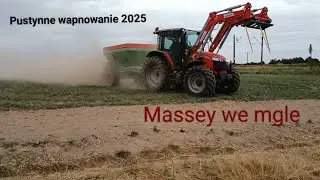 Rozsiewanie wapna ( prace pożniwne ) John Deere 6120M , Massey Ferguson 5709 M , RCW Unia Brzeg. 