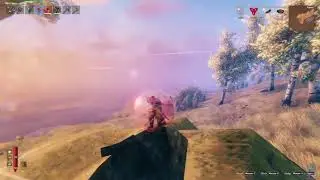 Valheim - Snapshot - Lox Restock - Cooking Lox from up on a Rock