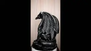Ebros Large Medieval Sentry Abraxas Fantasy Black Dragon On Guard Statue 18