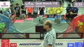 VEX Worlds 2016 - VRC High School - Engineering - Qual 118 (2011B 8659G) 242 vs 138 (7439 1670A)