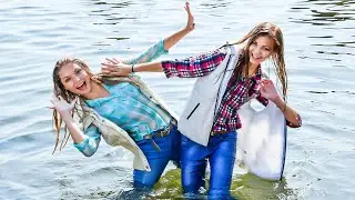 WOW COOL! CUTE GIRLS ARE POURING WATER OVER THEM FROM SHOWERS AND BUCKETS AND THEIR CLOTHES ARE WET!
