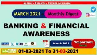 March 2021 Banking Current Affairs | Monthly Current Affairs 2021, Banking Awareness,Bank in News