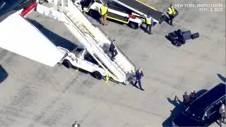 Aerials: Donald Trump arrives New York ahead of court hearing over hush money case