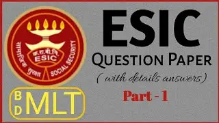 ESIC Exams Question Paper Part 1 with answer  || ESIC Lab Technician paper Hindi ||
