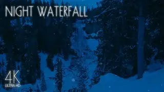 4K Winter Night Waterfall Ambience | Alexander Falls Sounds & ASMR for Calmness and Sleep