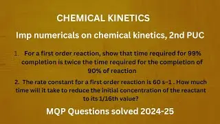 Numerical problems on CHEMICAL KINETICS 2nd PUC 2024-25, Activation Energy, pre-exponential factor
