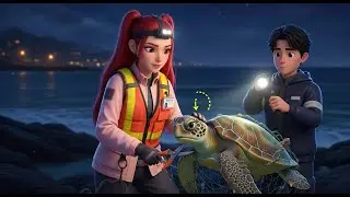 Sea Turtle Rescue at Night | Mira & Jinu Free Tangled King Turtle | Wildlife Recovery #mira #kpop