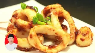 Receita japonesa de anéis de lula.