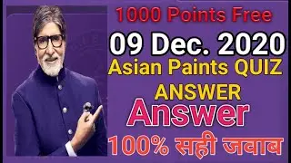 09-December-2020 KBC Play Along Asian Paints Quiz Answer | KBC Play Along 09 December Asian Paints