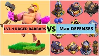 *LEVEL 1* RAGED BARBARIAN VS MAX LEVEL DEFENCES | BUILDER BASE | CLASH OF CLANS