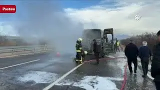 Konya'da seyir halindeki yolcu minib&uuml;s&uuml; yandı