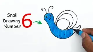 Cute Snail Drawing Number '6' | Easy Snail Drawing | How to draw Snail
