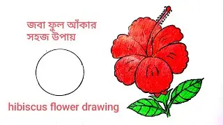 how to draw hibiscus flower l hibiscus flower drawing l joba ful drawing l জবা ফুল আঁকা 