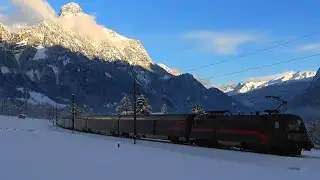 Arlbergbahn:❄Schneefr&auml;se&RJX661 nach Wien HBF durchf&auml;hrt die frisch verschneite Landschaft bei Braz