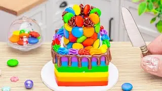 Satisfying Miniature Chocolate Rainbow M&M Candy Cake Decorating 🌈 Tiny Rainbow Cake By DIY Cakes