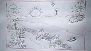 Pencil Sketch of Rice Harvesting in Rural Bangladesh#drawing #pencilart #sketch