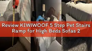 Review KIWIWOOF 5 Step Pet Stairs Ramp for High Beds Sofas 23-30 Inch with Sturdy Non Slip Waterproo