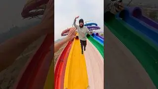 bella ciao playground parkour running on waterslide pov