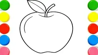How To Draw cute apple Drawing, Painting & Coloring For Kids and Toddlers_ Child Art 🌈🎨