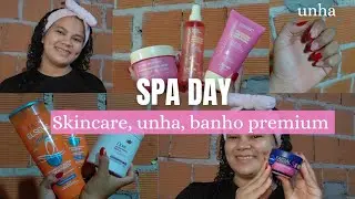 Spa day em casa 🌸🧖‍♀️ || manicure, banho de lua, banho premium, e skincare 🫧🛁