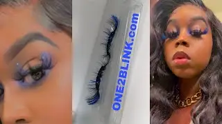 Trying a Blue makeup look! Blue eyeshadow| GLITTER LASHES| ONE2BLINK