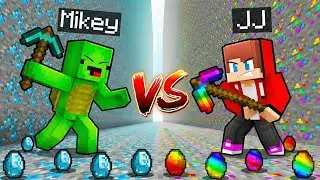 JJ and Mikey: DIAMONDS vs RAINBOW Mine Battle in Minecraft - Maizen
