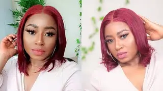 BURGUNDY BOB WIG || YOU DON'T NEED TO BLEACH OR COLOUR IT CAME READY